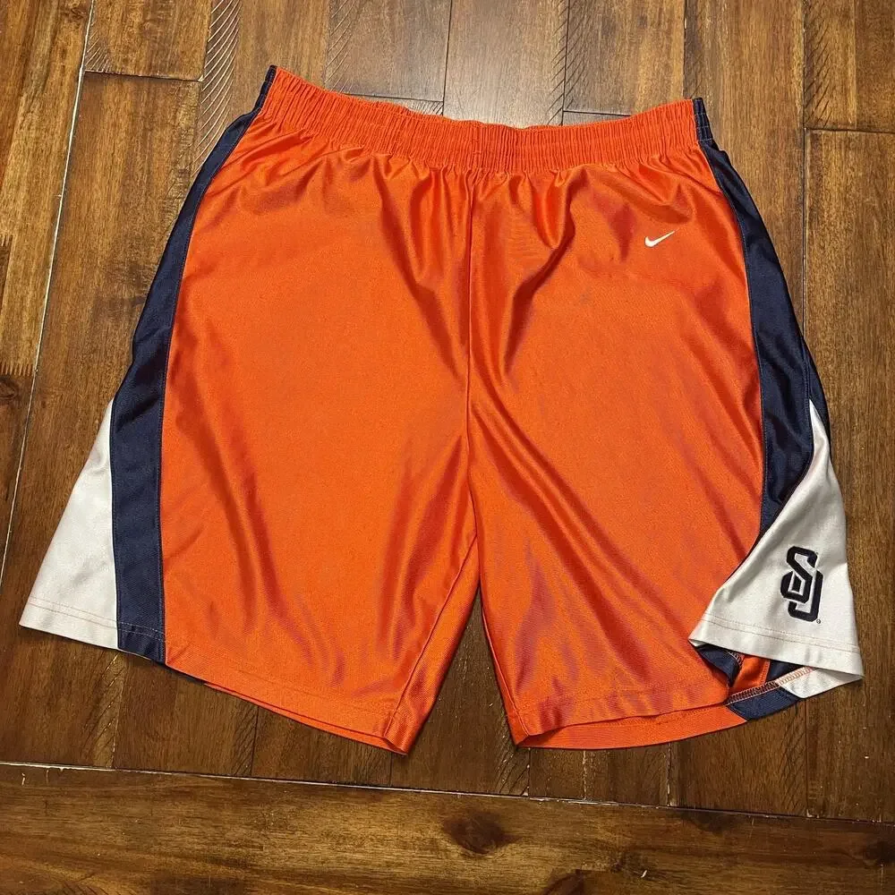 Nike Syracuse Team Basketball Shorts Mens XL Orange Navy Mesh Gym